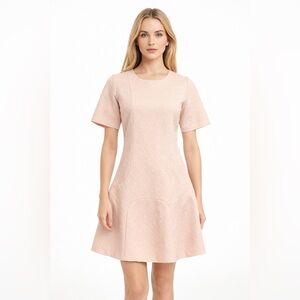 NWT Le Camelia Boutique Blush Pink Textured Fit & Flare Dress Size Medium $148